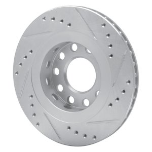 Audi Allroad Brake Rotor (1) - Rear Left - R1 Concepts - Drilled & Slotted - Silver - `04-`05